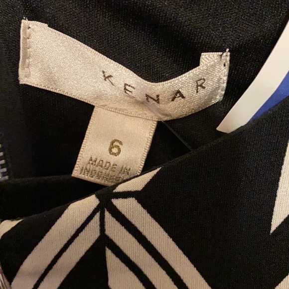 Kenar Dress Women size 6. Black and White design. Zipper back 3/4 sleeves - Picture 3 of 12